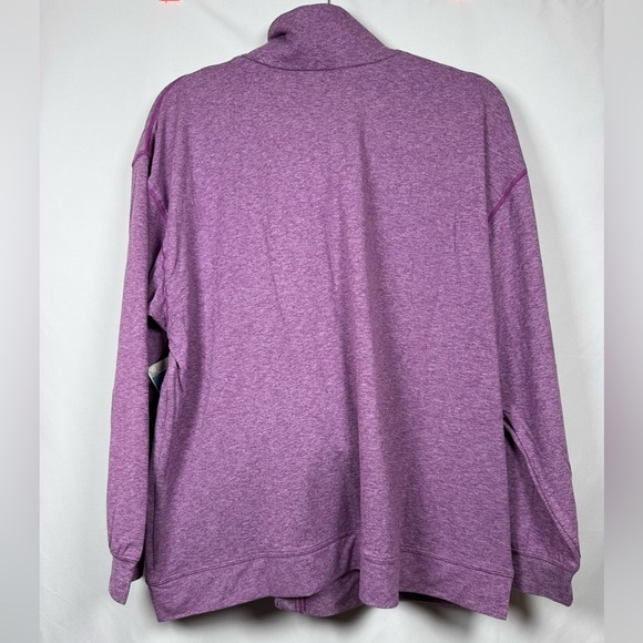 Gymwrap Heathered Knit Zip-Up Jacket W/Side Pockets Dahlia Purple Heather 1X - Picture 7 of 15